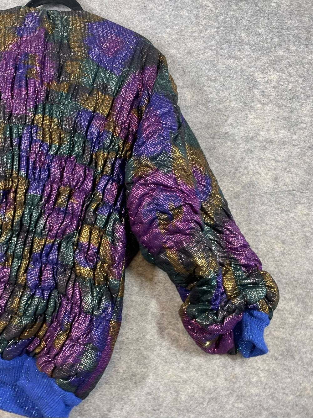 Vintage 80s Avant Garde Carlton Italy Jacket Size 42 Metallic Purple Blue Artsy - Picture 15 of 16